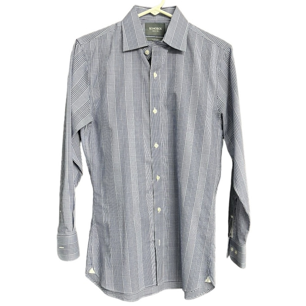 Bonobos Blue White Wrinkle Free‎ Tailored Slim Fit Button Down Shirt Size 15